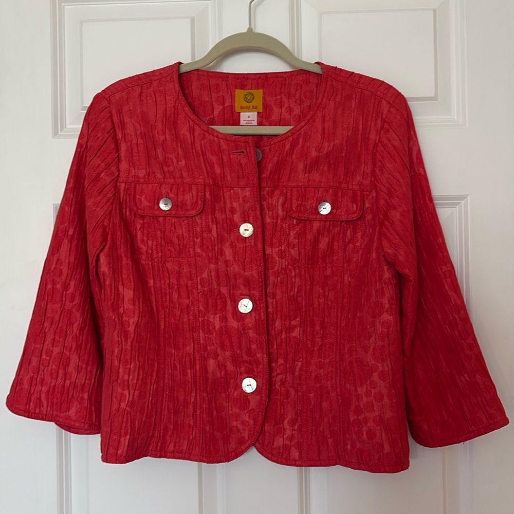 Ruby Road Red Jacket Blouse Top 8